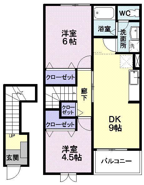 プリマベーラ(2DK/2階)の間取り写真