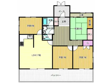 丸正ハイツ(4LDK/3階)の間取り写真