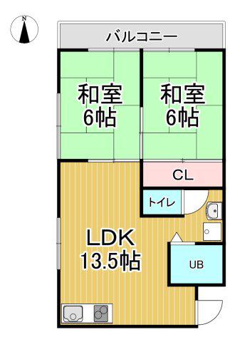 ジョンメゾン城ヶ堀(2LDK/2階)の間取り写真