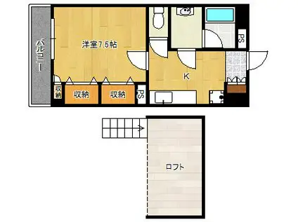 ハビタット351(1K/3階)の間取り写真