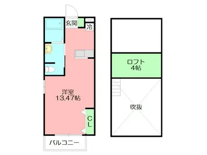 CHERIII(1K/2階)の間取り写真