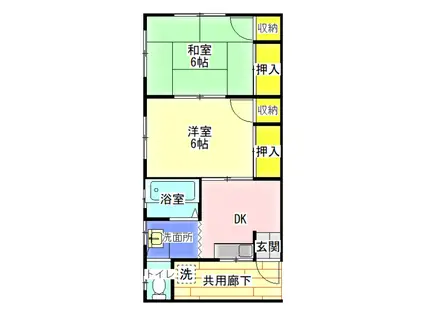 上川コーポ(2DK/3階)の間取り写真