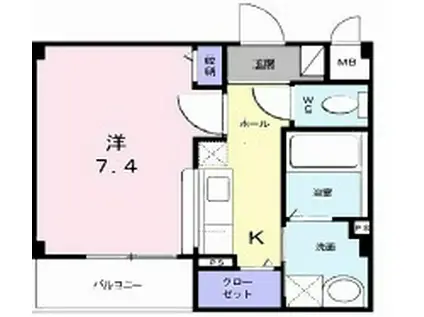 プリマベーラくずは(1K/2階)の間取り写真