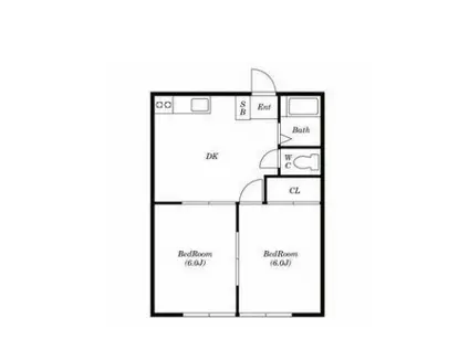 ハイツ小柳永田北(2DK/1階)の間取り写真
