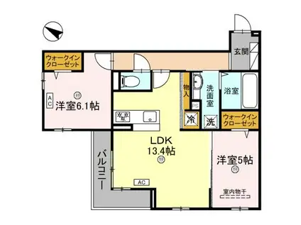 パサログランデ上野芝(2LDK/2階)の間取り写真