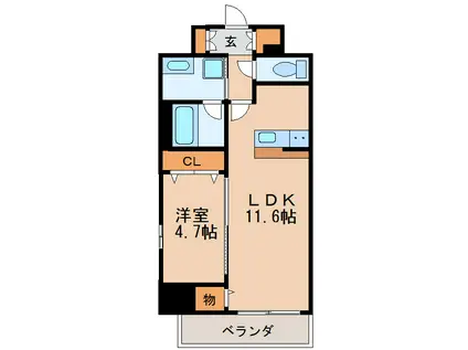 プレイス白壁(1LDK/7階)の間取り写真