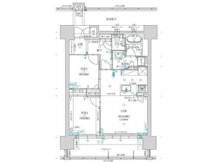 オーヴィジョン新山口駅前ザ・プライム(2LDK/4階)の間取り写真