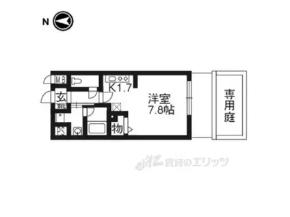 べラジオ四条大宮Ⅱ(1K/1階)の間取り写真