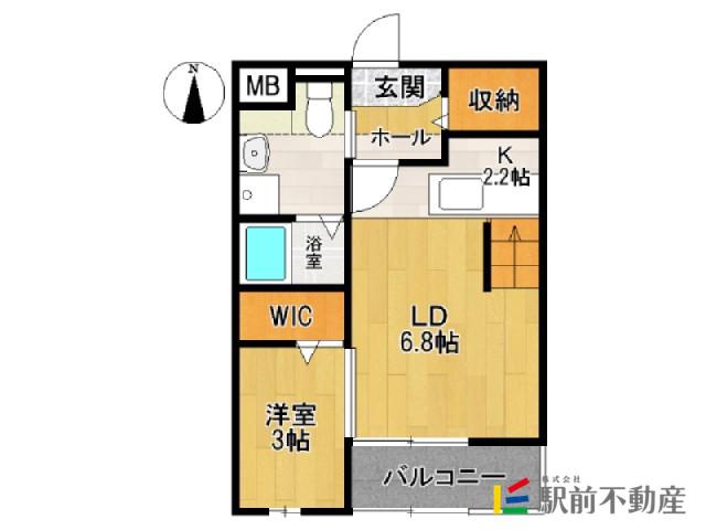 リバ・シティ夢咲II(1LDK/2階)の間取り写真