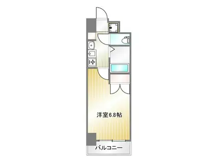 エステムコート神戸ハーバーランド前IVベイライト(1K/7階)の間取り写真