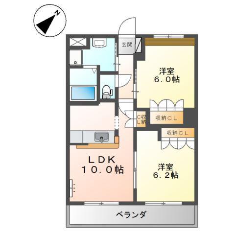 アルテミス(2LDK/2階)の間取り写真