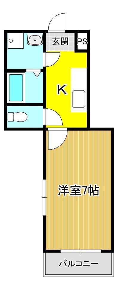 タイユール竹中(1K/3階)の間取り写真