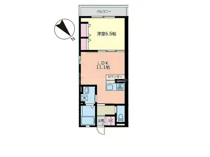 MOE新千葉(1LDK/2階)の間取り写真