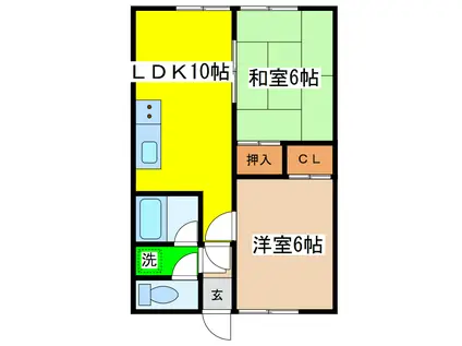 桑興ハイツC(2LDK/2階)の間取り写真