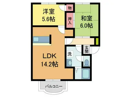 コントラーダ逆瀬川(2LDK/2階)の間取り写真