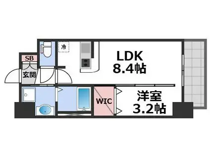 ソルテラスOSAKA緑橋クレアスト(1LDK/4階)の間取り写真