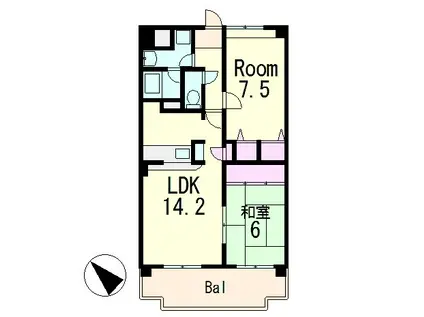 コスミックルーム21(2LDK/5階)の間取り写真