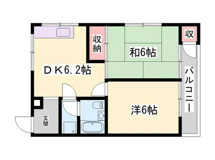 サニーハイム山氏浦(2LDK/2階)の間取り写真