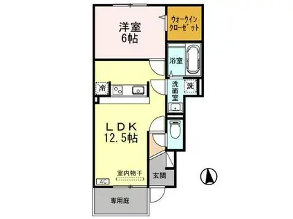 D-ROOMアネーロ(1LDK/1階)の間取り写真