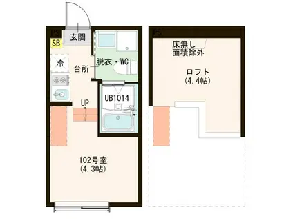 ハーモニーテラス東四つ木V(ワンルーム/1階)の間取り写真