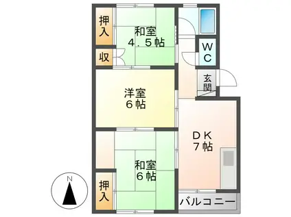 BLUE ROSE咲(3DK/4階)の間取り写真