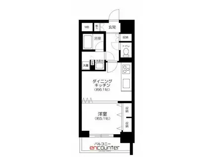 デュオ・スカーラ中野坂上(1DK/7階)の間取り写真