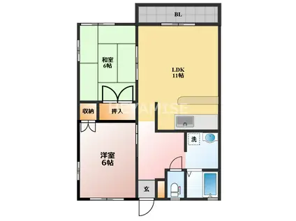 アベニュー本多(2LDK/2階)の間取り写真