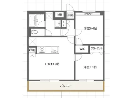 エクセル成城(2LDK/3階)の間取り写真