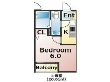エバーズ鶴ヶ島(1K/2階)の間取り写真