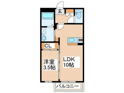 水前寺こまち(1LDK/2階)の間取り写真