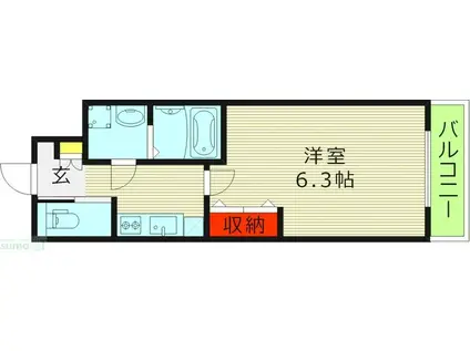 ウインズコート城北パーク(1K/5階)の間取り写真