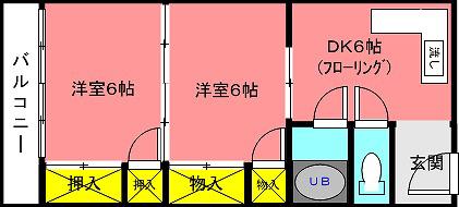 メゾン第3こぶし(2DK/1階)の間取り写真
