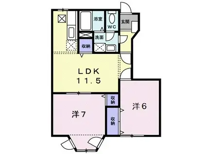 シャルマン桃源(2LDK/1階)の間取り写真