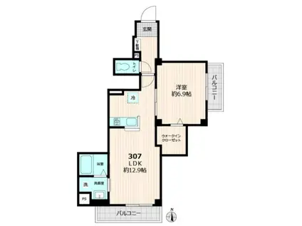 GRACE(1LDK/3階)の間取り写真