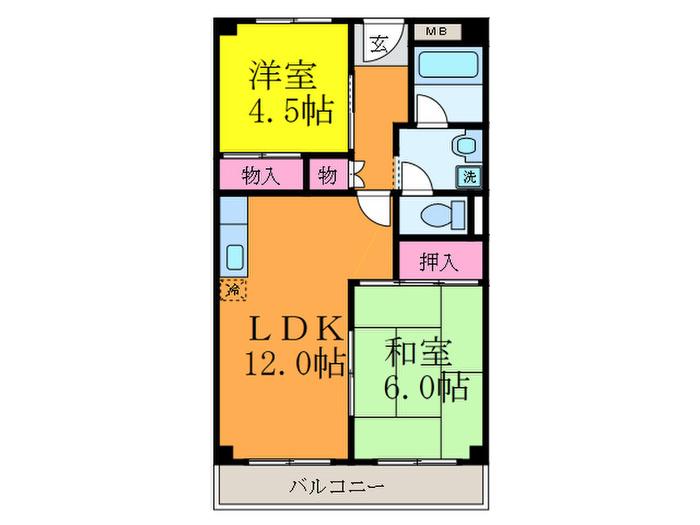 ロイヤル千里丘(2LDK/3階)の間取り写真