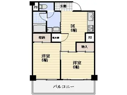 サニーハイツせんげん台(2DK/2階)の間取り写真