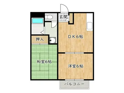 パインリーフ泉ヶ丘2号館(3DK/1階)の間取り写真