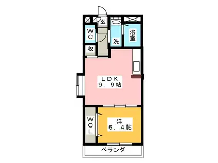 道伯ゴールドヒルズ ローレル(1LDK/3階)の間取り写真