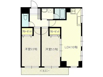 シャローム(2LDK/3階)の間取り写真