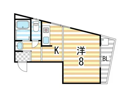 サチハイツ(ワンルーム/3階)の間取り写真