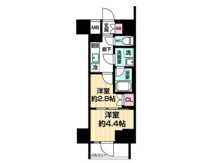 ARCOBALENO MINAMISENJU(2K/7階)の間取り写真