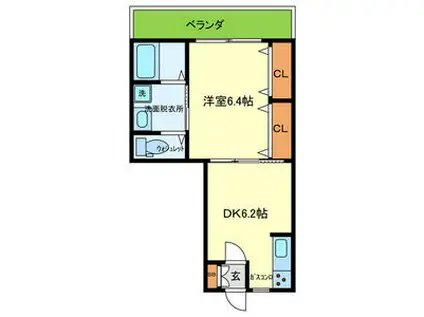 ステーブル小路東(1DK/3階)の間取り写真