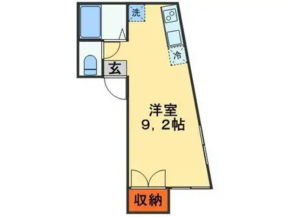 アイランド・ヴィレッジ(ワンルーム/2階)の間取り写真