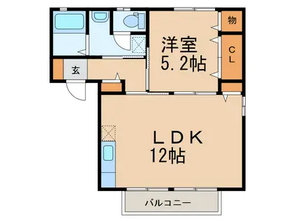 リベラコート II(1LDK/2階)の間取り写真