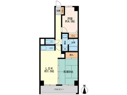 ミアカーサ希望ヶ丘(2DK/1階)の間取り写真