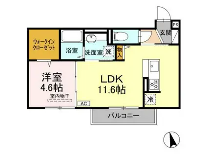 メゾングランレーヴ B棟(1LDK/3階)の間取り写真