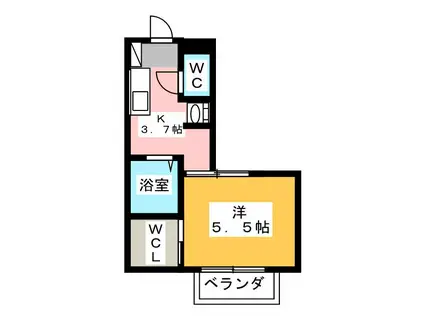 ホレスグリーンA(1K/2階)の間取り写真