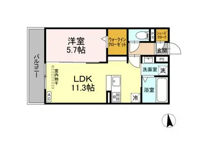 ニューヴィレッジII(1LDK/1階)の間取り写真