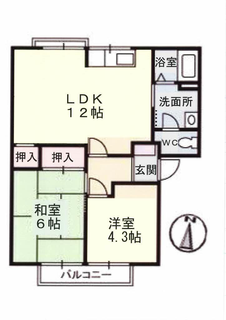 ハイツ乃木坂(2LDK/2階)の間取り写真