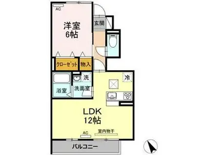 グランドゥール A(1LDK/1階)の間取り写真